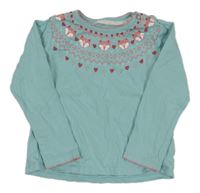 Svetlomodré tričko so vzorom a liškami zn. Tu