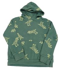 Khaki mikina s dinosaurami a kapucňou H&M
