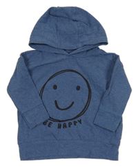 Modré melírované mikinotriko se smajlíkem a kapucí Next