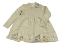 Béžové pletené šaty se zvířátky 