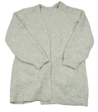 Šedo-bílý melírovaný vlněný svetrový cardigan H&M
