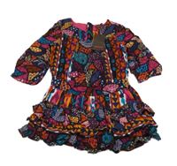 Nové - Barevné vzorované plátěné šaty Catimini