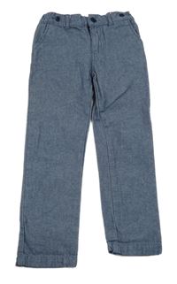 Tmavomodré melírované plátenné nohavice