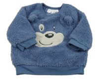 Modrá chlpatá mikina s medvedíkom Ergee