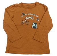 Skořicové tričko s nápisom a bicyklom Topolino