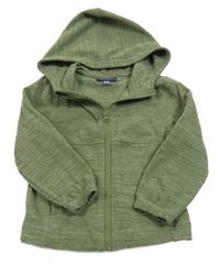 Khaki melírovaná fleecová prepínaci mikina s kapucňou ANDY&EVAN