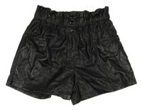 Černé koženkové paper bag kraťasy Dunnes