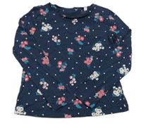 Tmavomodré květované triko C&A