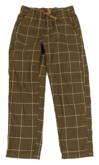 Hnedo-béžové kockované nohavice H&M