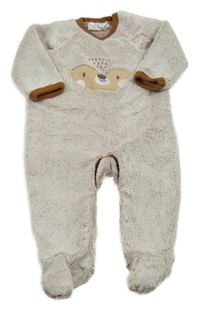 Medovo-šedý chlupatý overal s liškou Ergee