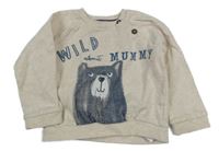 Svetlobéžová melírovaná mikina s medvěďom F&F