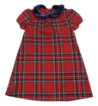 Červeno-farebné kockované šaty s golierikom Primark