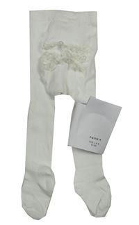 Nové - Biele pančuchy s čipkovymi volániky Name it