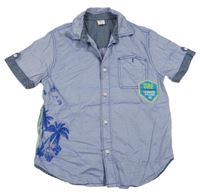 Svetlomodrá melírovaná košeľa s nášivkou S. Oliver