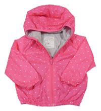 Neonově růžová puntíkatá šusťáková podzimní bunda s kapucí Zeeman