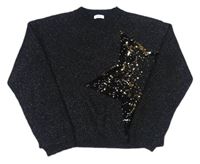 Čierny trblietavý sveter s hviezdou Next
