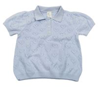 Svetlomodré pletené polo tričko so srdiečkami H&M