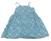 Modré plátenné šaty s kvietkami Old Navy