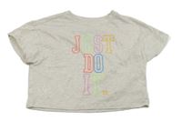 Béžové crop tričko s nápisom zn. Nike