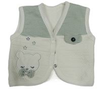 Bielo-zelená tepláková vesta s medvedíkom