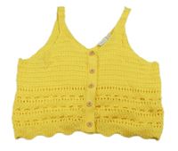 Žltý ažurový pletený crop top Name it