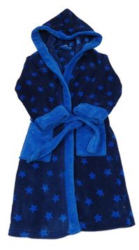 Tmavomodro-modrý chlupatý župan s hvězdičkami a kapucí Lupilu