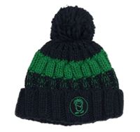 Tmavomodro-zelená pletená podšitá čepice s výšivkou 