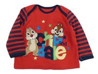 Červeno-tmavomodré triko Chip a Dale George 