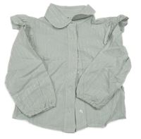 Světlezeleno-bielo-strieborná pruhovaná blúzka s volánikmi Zeeman