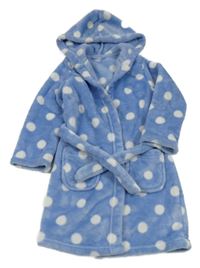 Modrý chlupatý župan s puntíky a kapucí M&S