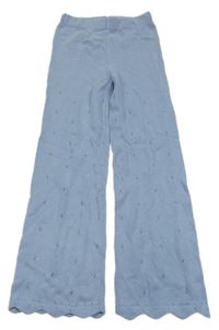 Svetlomodré vzorované pletené palazzo nohavice H&M