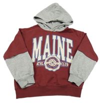 Vínovo-šedá mikina s nápisem a kapucí H&M