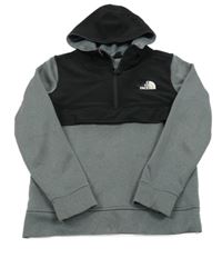 Sivo-čierna funkčná športová mikina s logom a kapucňou The North Face