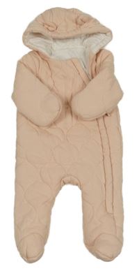 Broskvová bavlněná prošívaná zateplená kombinéza s kapucí George 