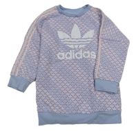 Světlemodro-růžová vzorovaná mikina s logy Adidas