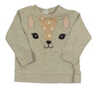 Béžovo-sivá melírovaná mikina so srnkou H&M