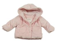 Světlerůžový plyšový zateplený kabátek s kapucňou Kanz