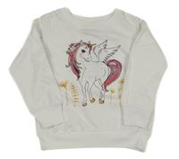 Nové - Bílá mikina s jednorožcem Tedi