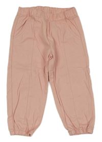 Svetloružové plátenné cuff nohavice Lily & Dan