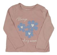 Světlerůžové triko s kytičkami Primark