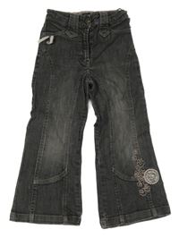 Šedé rifle s květy a nášivkou Terre de Marins