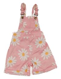 Ružové kvietkovane na traké kraťasy