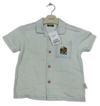 Nové - Světlemodrá riflová košile s palmami Next