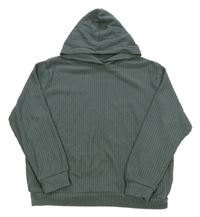 Zelenošedý rebrovaný sveter s kapucňou H&M