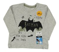 Nové - Sivé melírované tričko s Batmanem George