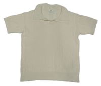 Smotanové rebrované pletené tričko s golierikom H&M