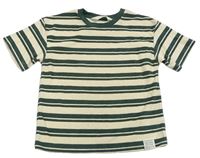 Smetanovo-tmavozelené pruhované froté oversize tričko H&M