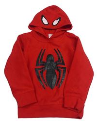 Červená fleecová mikina s pavoukem a kapucí - Spider-manem MARVEL