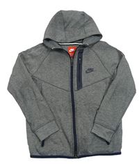 Tmavosivá melírovaná prepínaci mikina s logom a kapucňou Nike