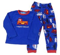 Cobaltově modro-červené fleecové pyžamo s hasiči PRIMARK